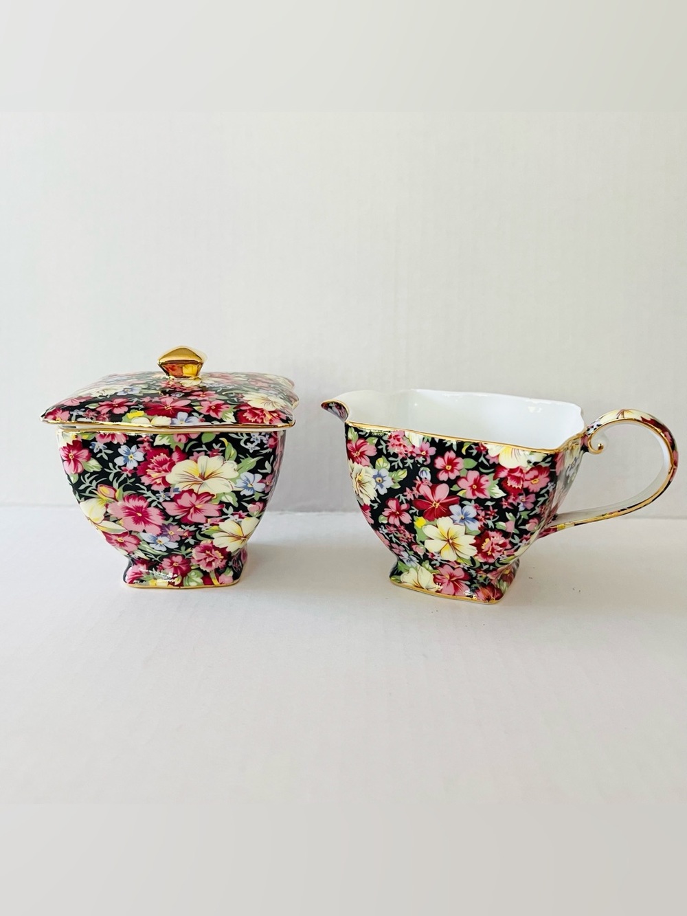 Vintage ROYAL WINTON Grimwades Florence Chintz Creamer & Sugar Bowl Set
